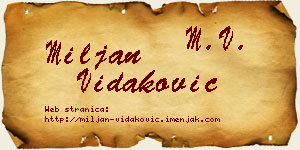 Miljan Vidaković vizit kartica